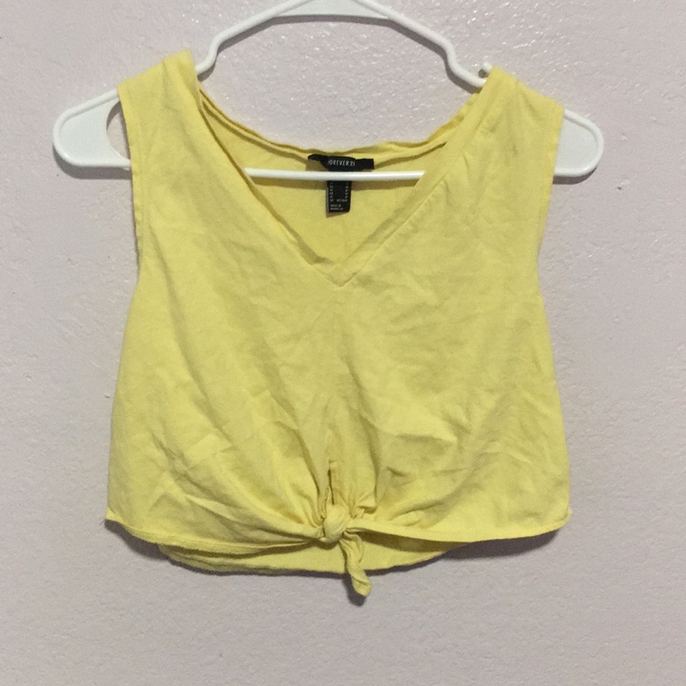 Yellow v- neck crop top